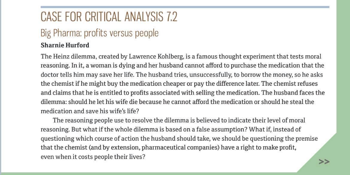 Read Case for Critical Analysis 7.2 pg259260
