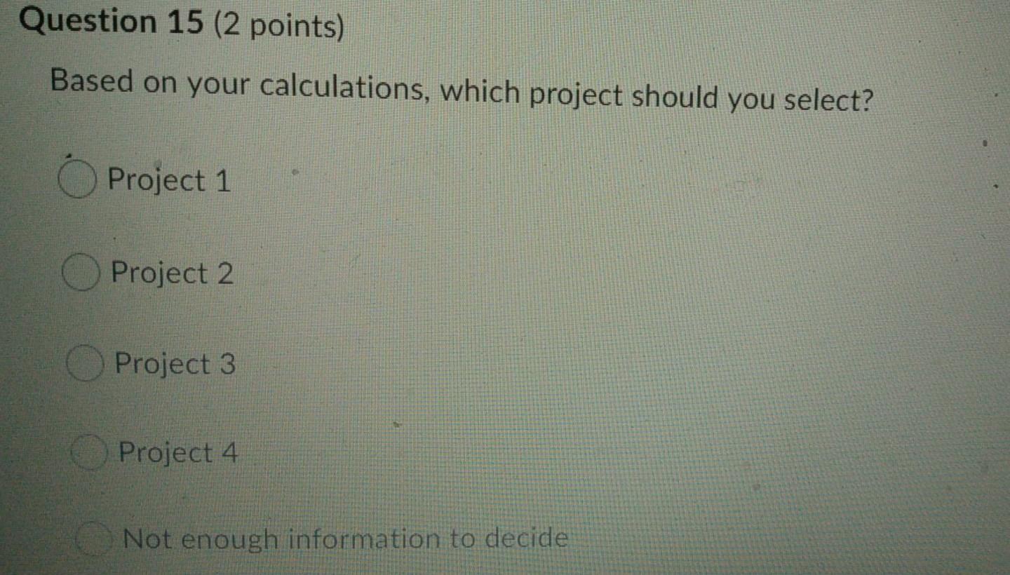 Weight Project 1 Project 2 Project 3 Project 4