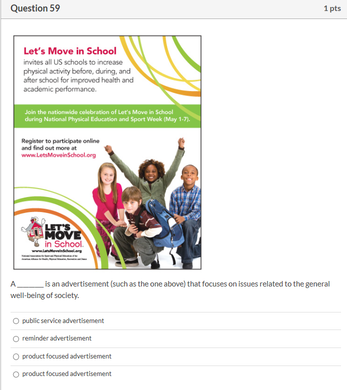 Question 59 1 pts Let's Move in School invites