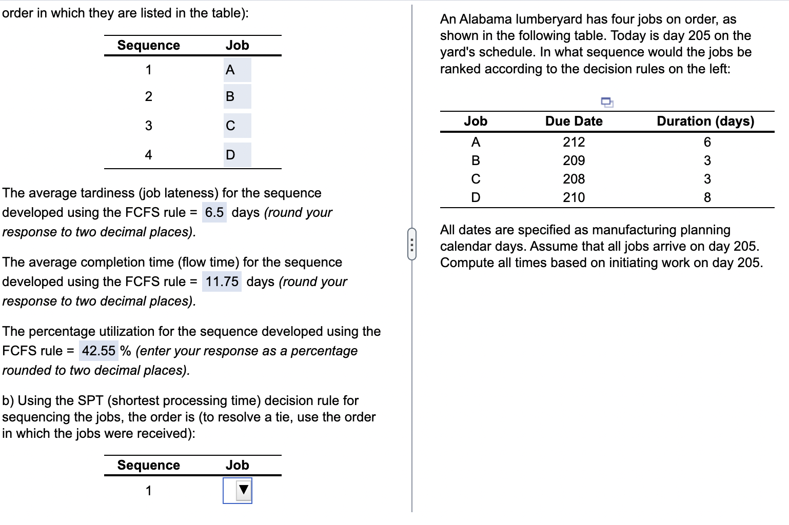 order in which they are listed in the table):