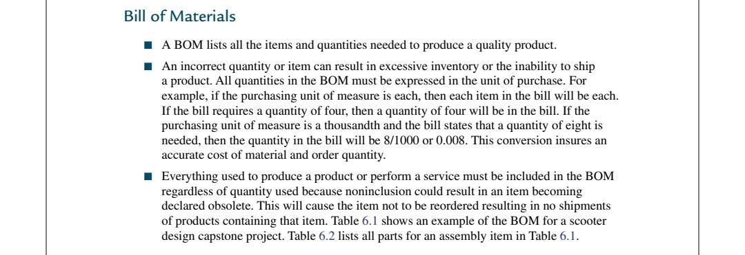Develop a BOM process routing for a BLT (bacon,