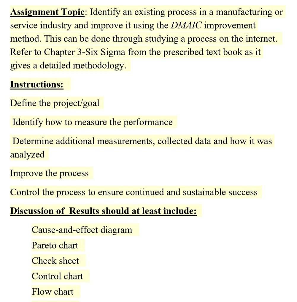 Assignment Topic: Identify an existing process in