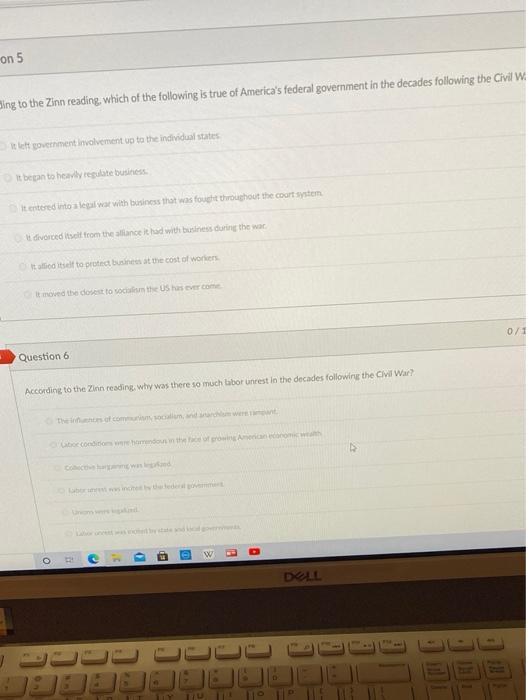 on 5 Sing to the Zinn reading, which of the