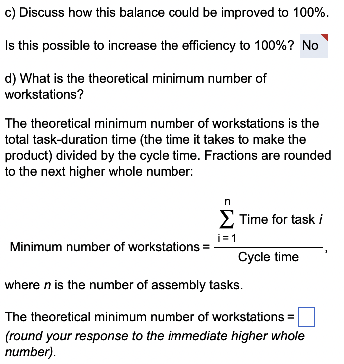 The following table details the tasks required