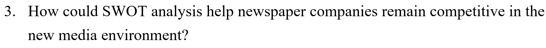3. How could SWOT analysis help newspaper