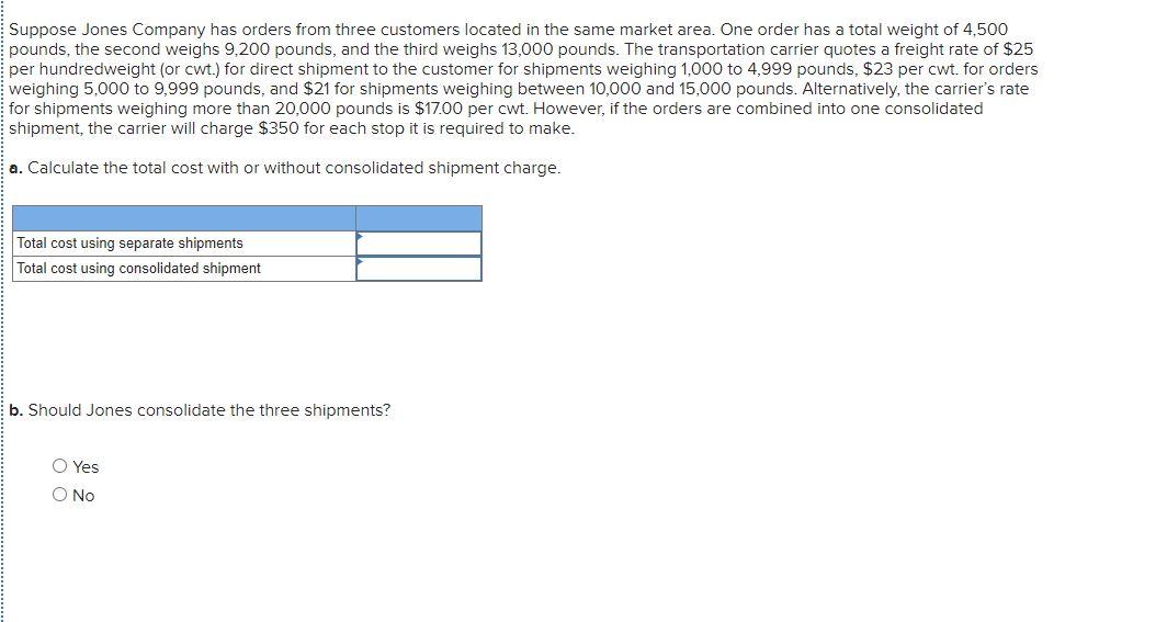 Suppose Jones Company has orders from three