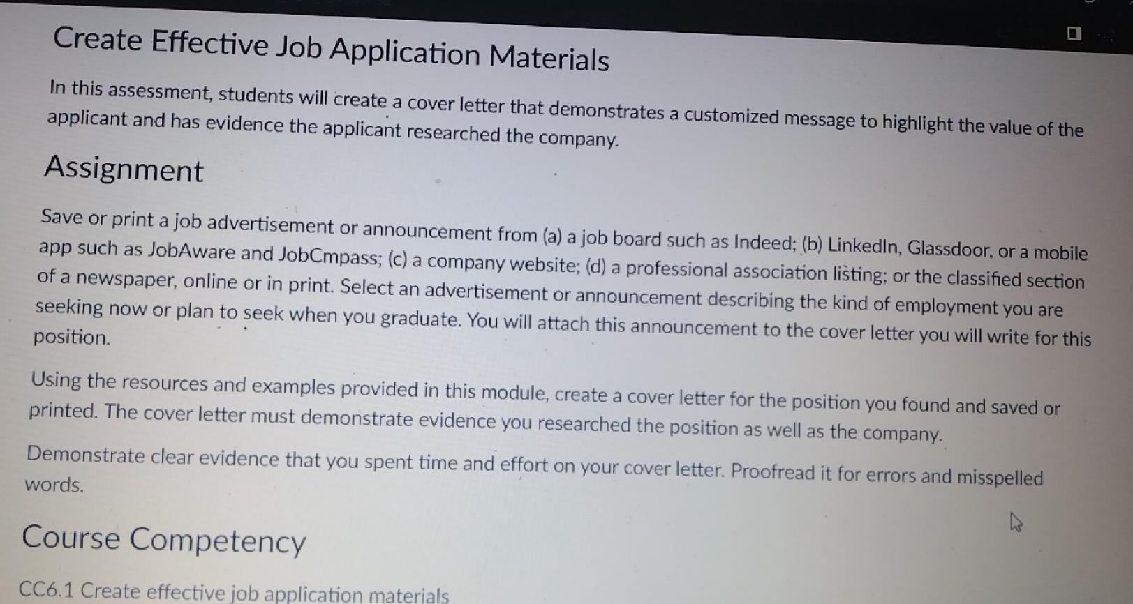 module 6 Create Effective Job Application