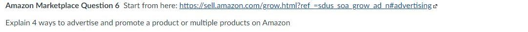 Amazon Marketplace Question 6 Start from here: