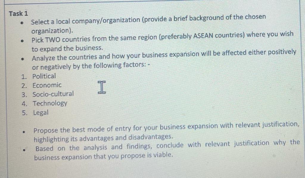 Task 1 - Select a local company/organization