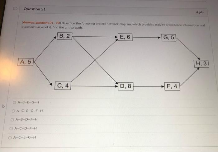 PLEASE HELP!!! Question 21 4 pts Answers