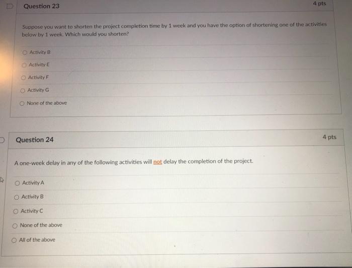 PLEASE HELP!!! Question 21 4 pts Answers