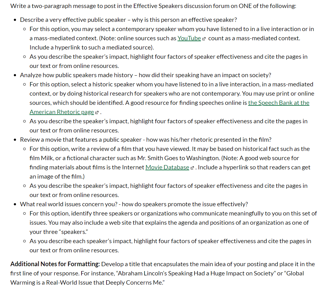 Write a two-paragraph message to post in the