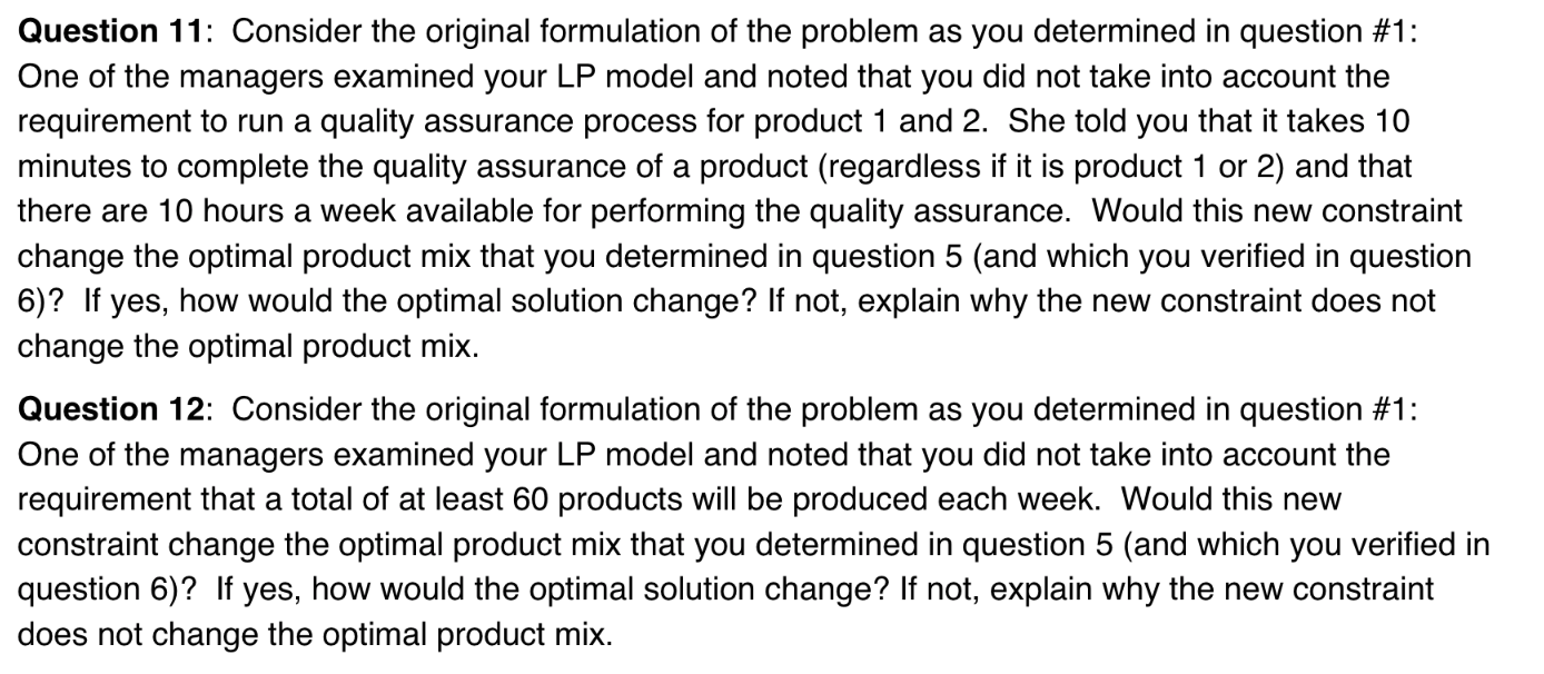 A company produces two products on two machines.
