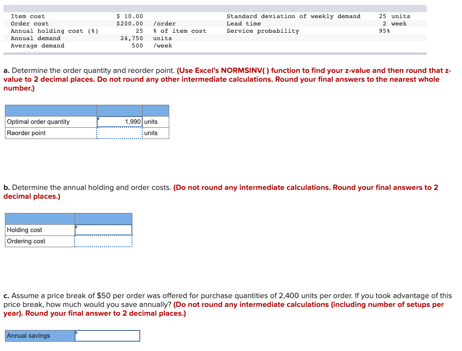 Given the following information, formulate an