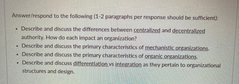 Answer/respond to the following (1-2 paragraphs
