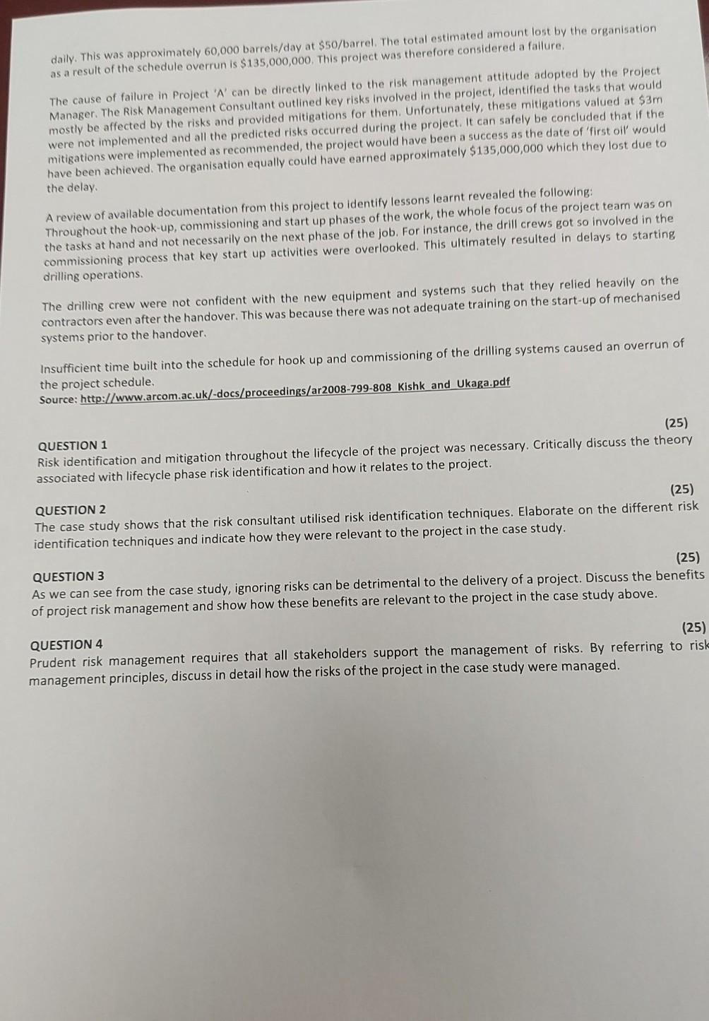 (100) CASE STUDY Project Overview: Project 'A'