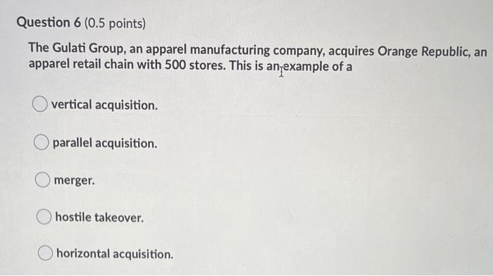 ans needed fast Question 6 (0.5 points) The