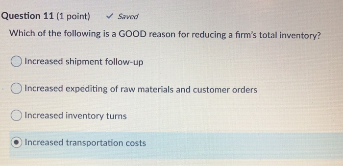 Question 11 (1 point) Saved Which of the