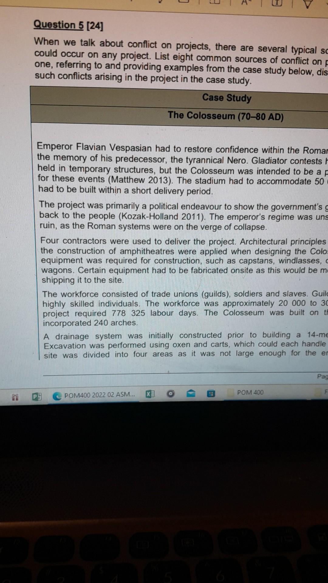 Question 5 [24] When we talk about conflict on