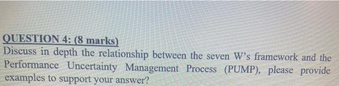 QUESTION 4: (8 marks) Discuss in depth the