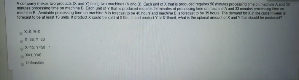 A company makes two products (X and Y) using two