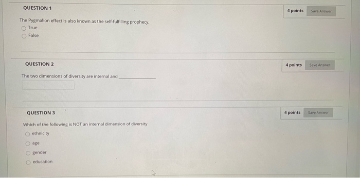 how to answer these QUESTION 1 4 points Save Awe