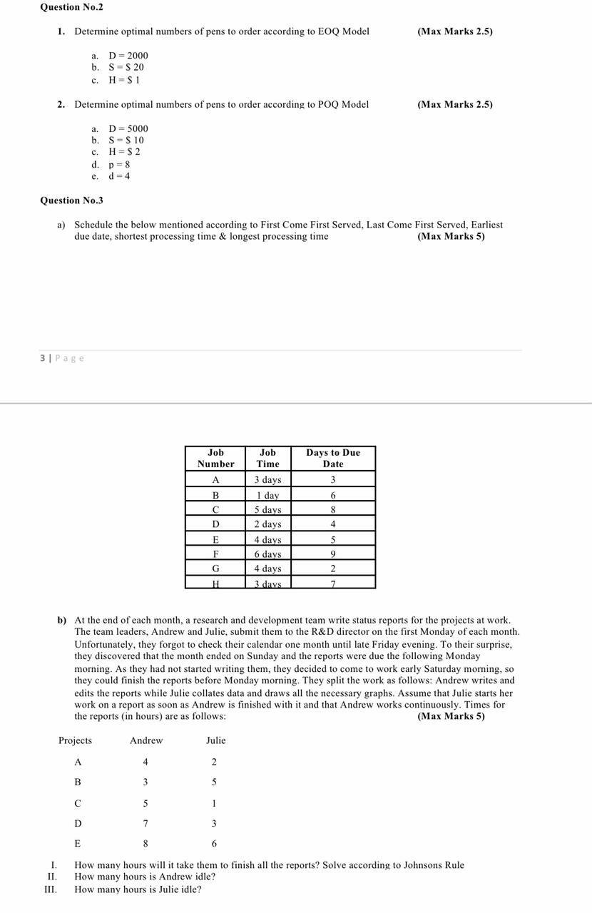 i need the answer quickly Question No.2 1.