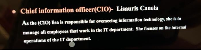 i just beed u to do the cio information for this