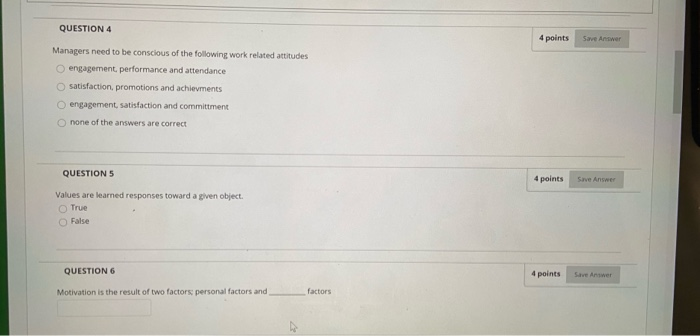 how to answer these QUESTION 4 4 points Save