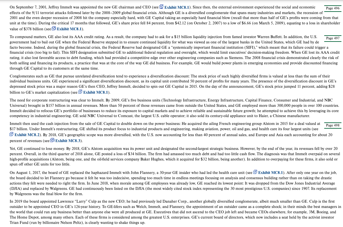 GE: Corporate Strategy Gone Wrong and answer the