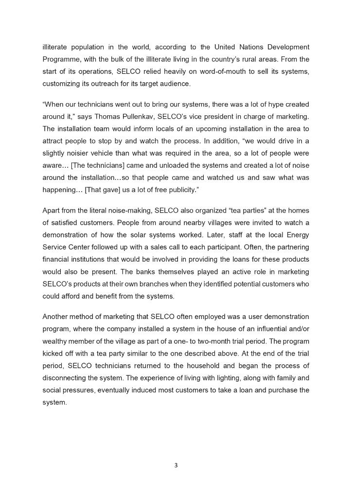 CASE STUDY 1 SELCO 2009: Determining a Path