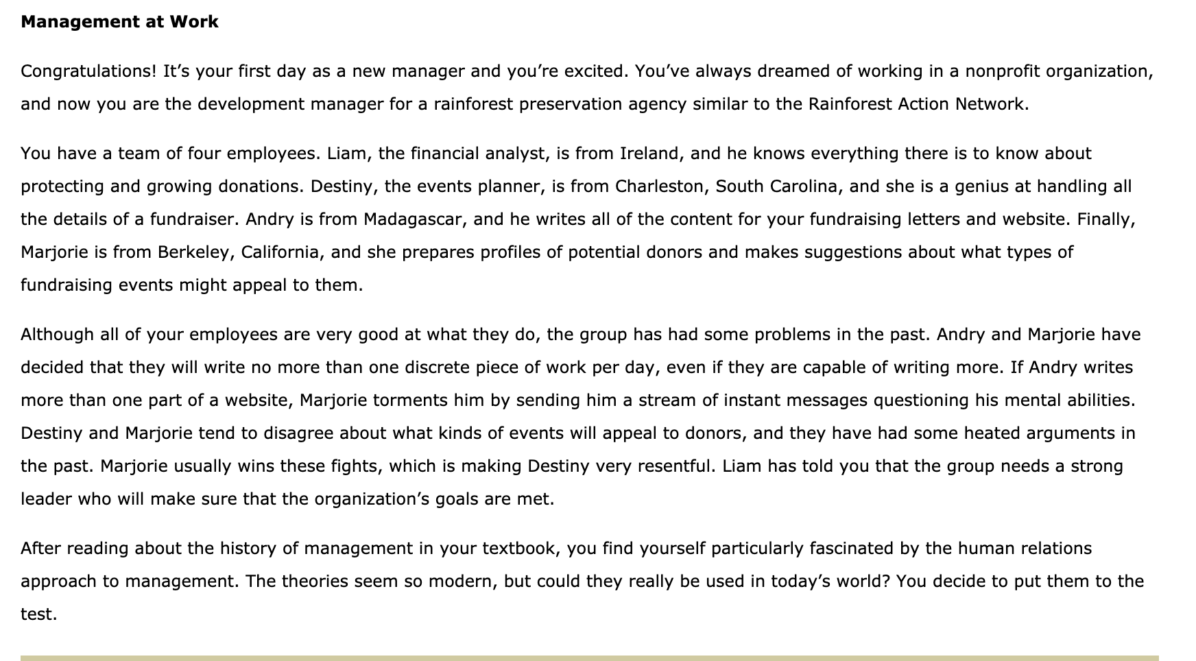 Management at Work Congratulations! It's your