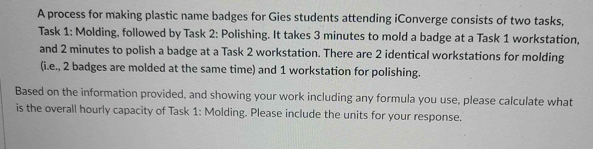 A process for making plastic name badges for Gies