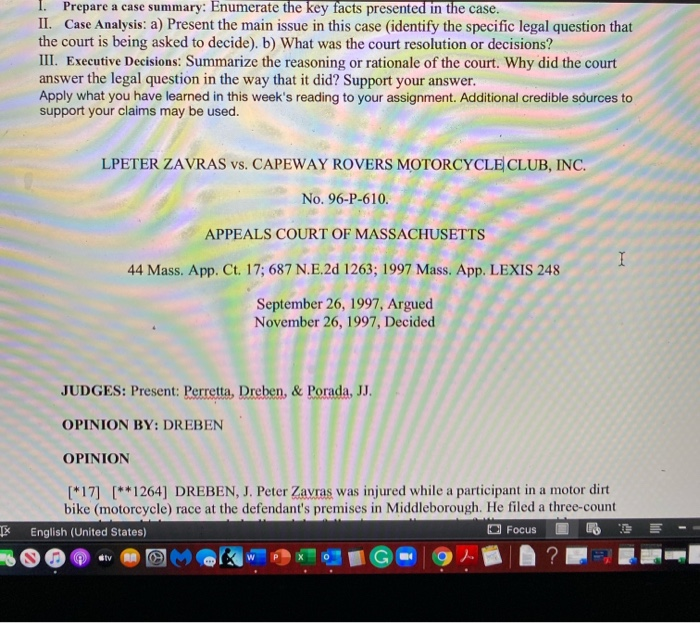 1. Prepare a case summary: Enumerate the key