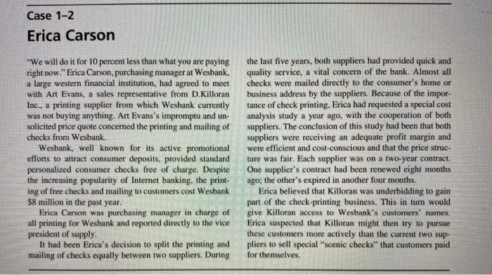 Case 1-2 Erica Carson "We will do it for 10