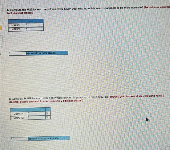 Problem 3-21 (Algo) Two different forecasting