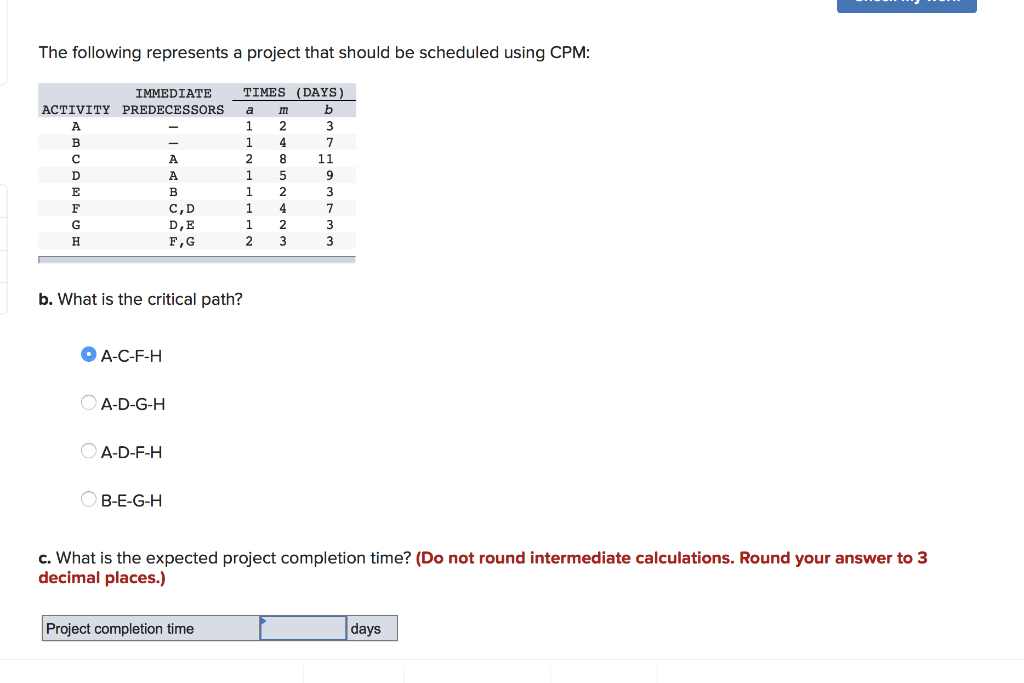 The following represents a project that should be