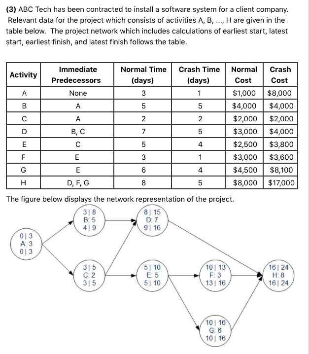 (3) ABC Tech has been contracted to install a