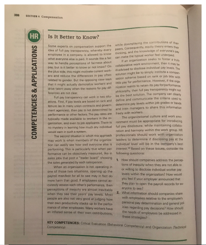 386 SECTION 4 Compensation HR COMPETENCIES &