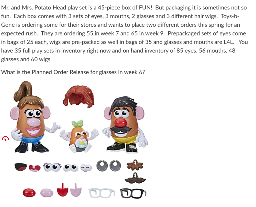Mr. and Mrs. Potato Head play set is a 45-piece