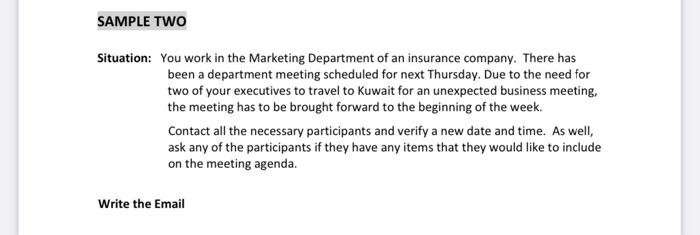 EMAIL Situation: You work in the Marketing