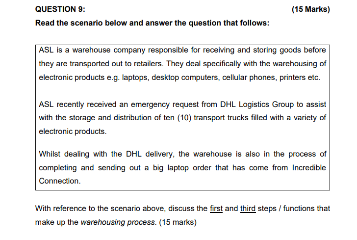 Please help me with Question 9 QUESTION 9: (15