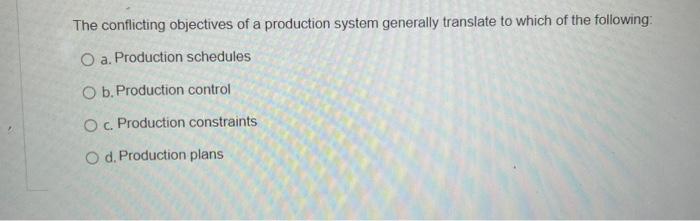 The conflicting objectives of a production system