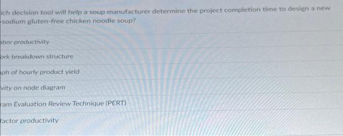 ich decision tool will help a soup manufacturer