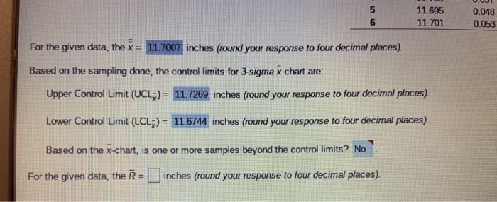 How do you find what R=? 11.695 11.701 0.048