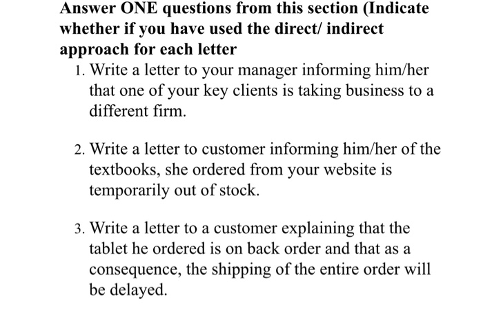 Answer ONE questions from this section (Indicate
