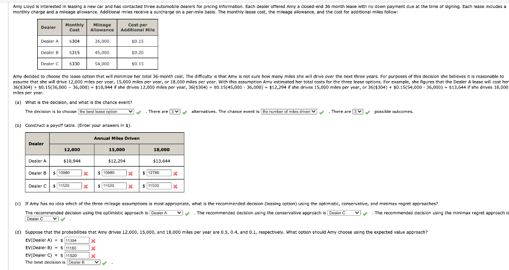 Amy Lloyd is interested in leasing a new car and