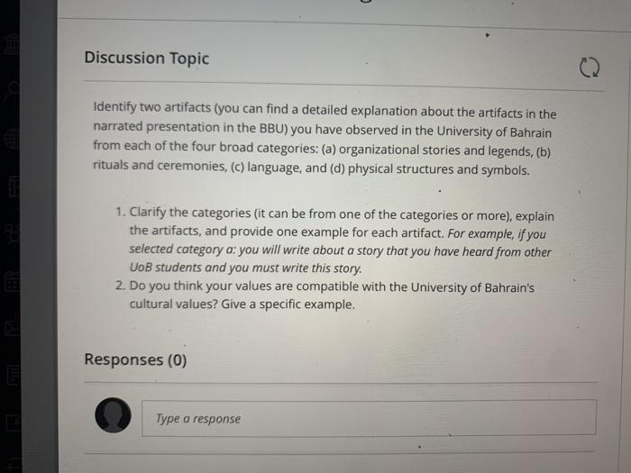 Discussion Topic Identify two artifacts (you can