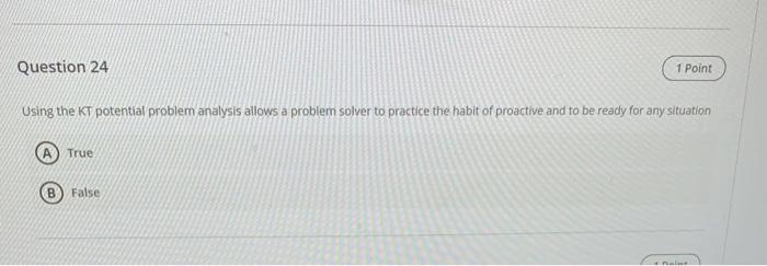 Question 24 1 Point Using the KT potential