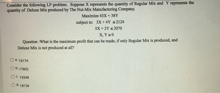 Consider the following LP problem. Suppose X